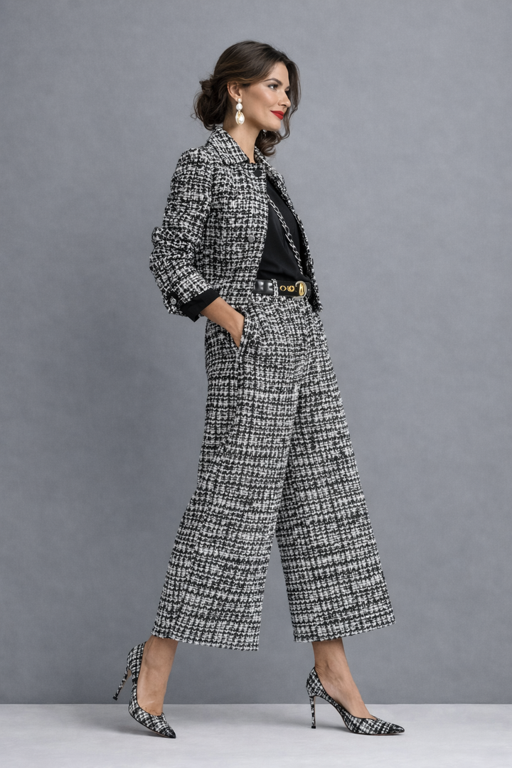 Jantine | Gestructureerde Tweedlook Co-ord Set
