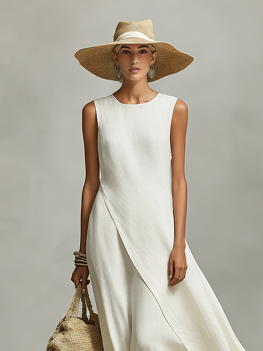 Cato | Gedrapeerde Asymmetrische Maxi-jurk