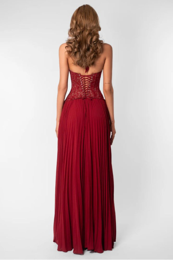 Wilhelmina | Geplooide Halter Maxi-jurk