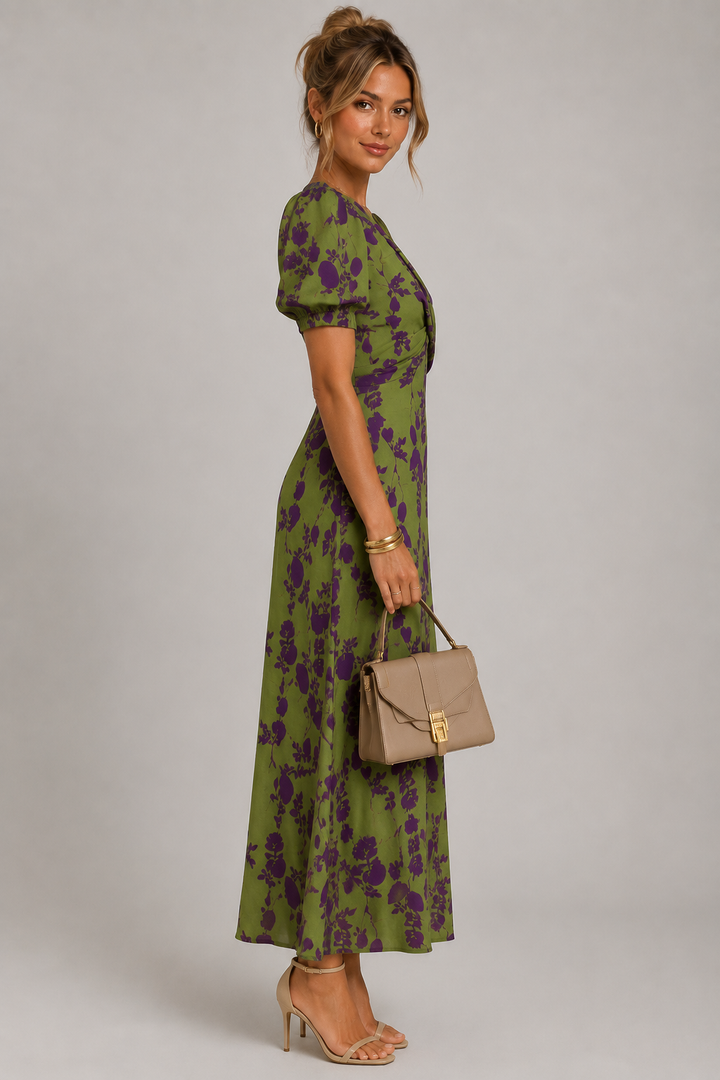 Steffie | Bloemen Midi-jurk met Wikkelhals