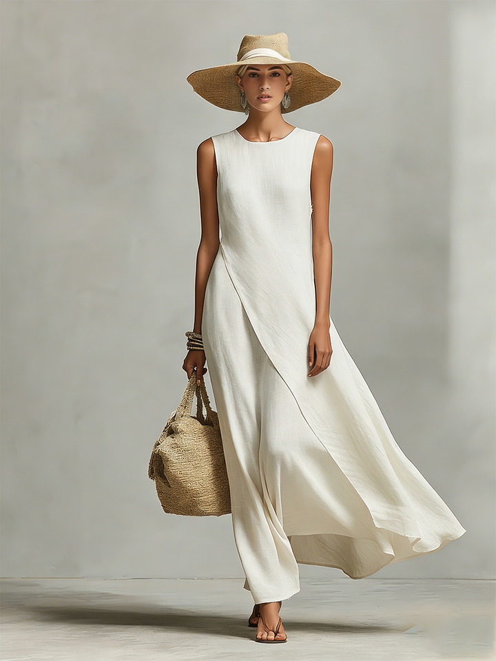 Cato | Gedrapeerde Asymmetrische Maxi-jurk