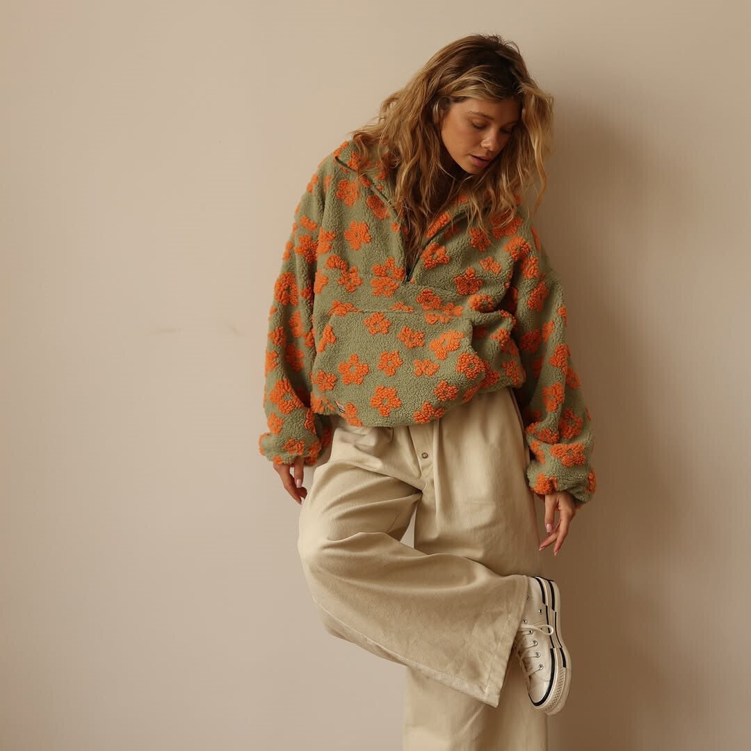 Lotte | Fleece Trui met Bloemenprint