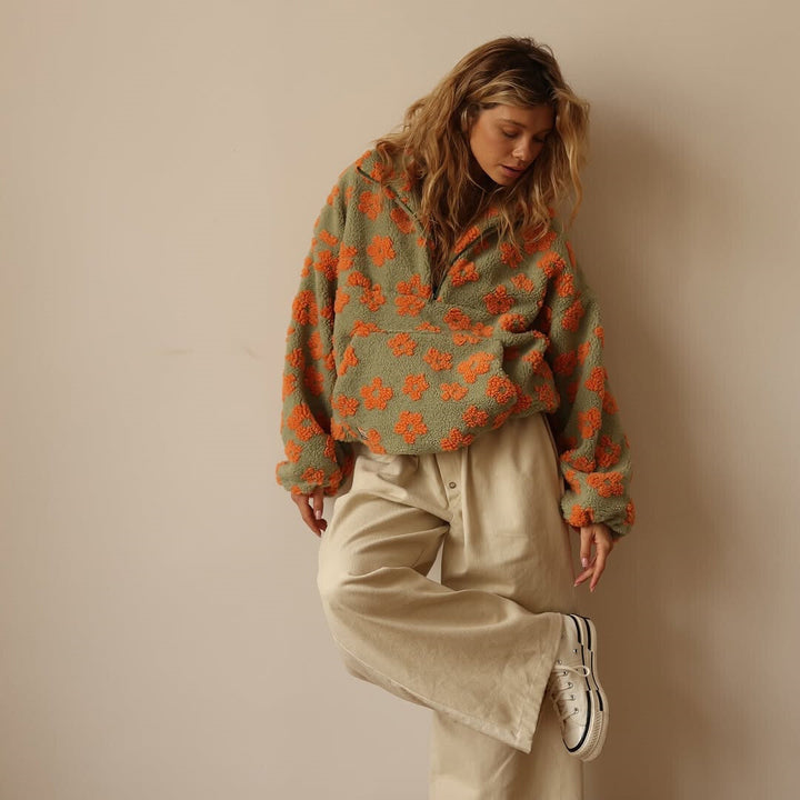 Lotte | Fleece Trui met Bloemenprint