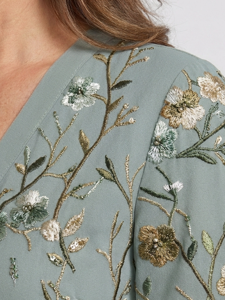 Puck | Geborduurde Bloemen Maxi-jurk