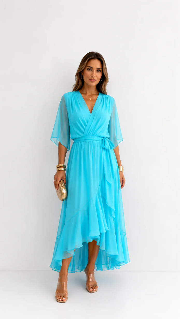 Tialda | Chiffon Wikkel Maxi-jurk