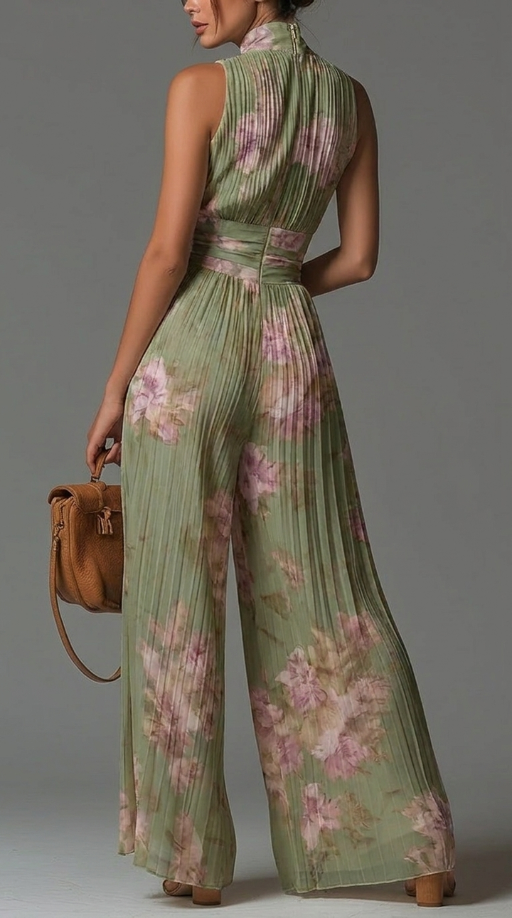 Quirine | Geplooide Jumpsuit met Bloemenprint