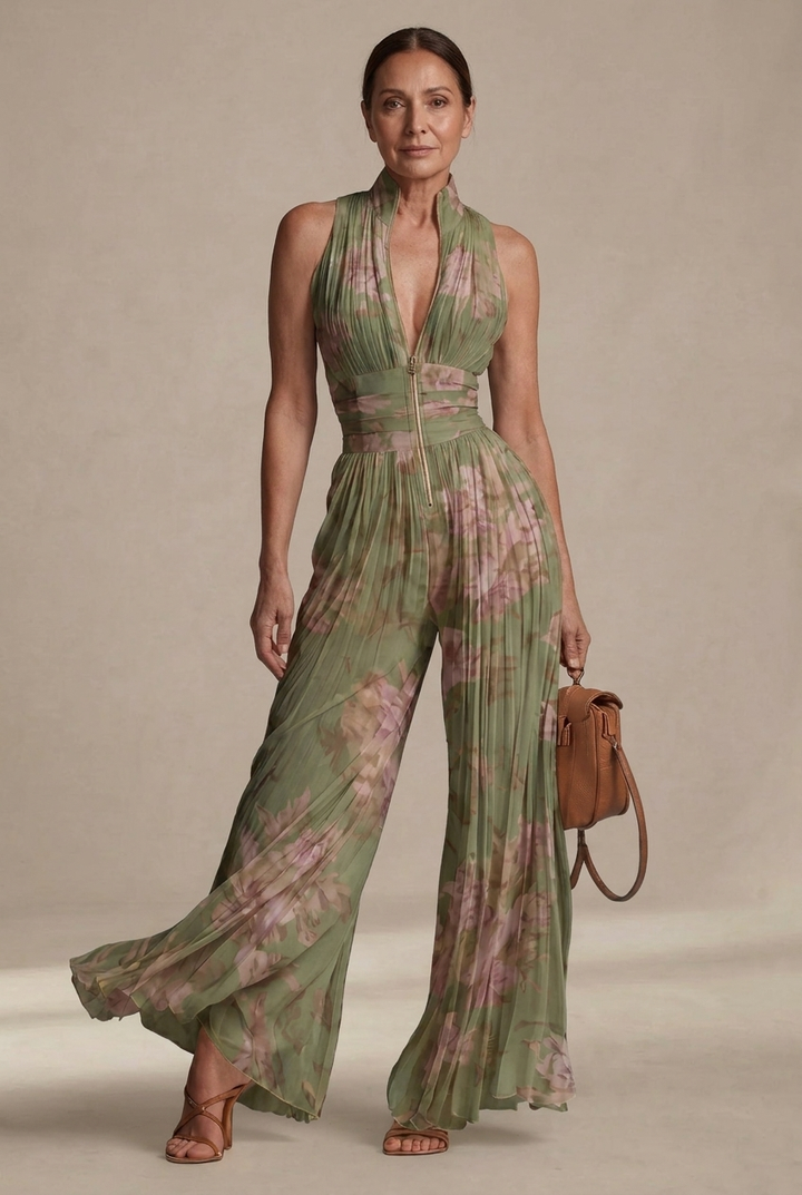 Quirine | Geplooide Jumpsuit met Bloemenprint