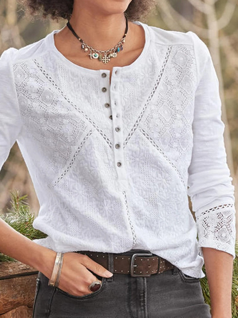 Grace | Elegant Crew Neck Long Sleeve Shirt