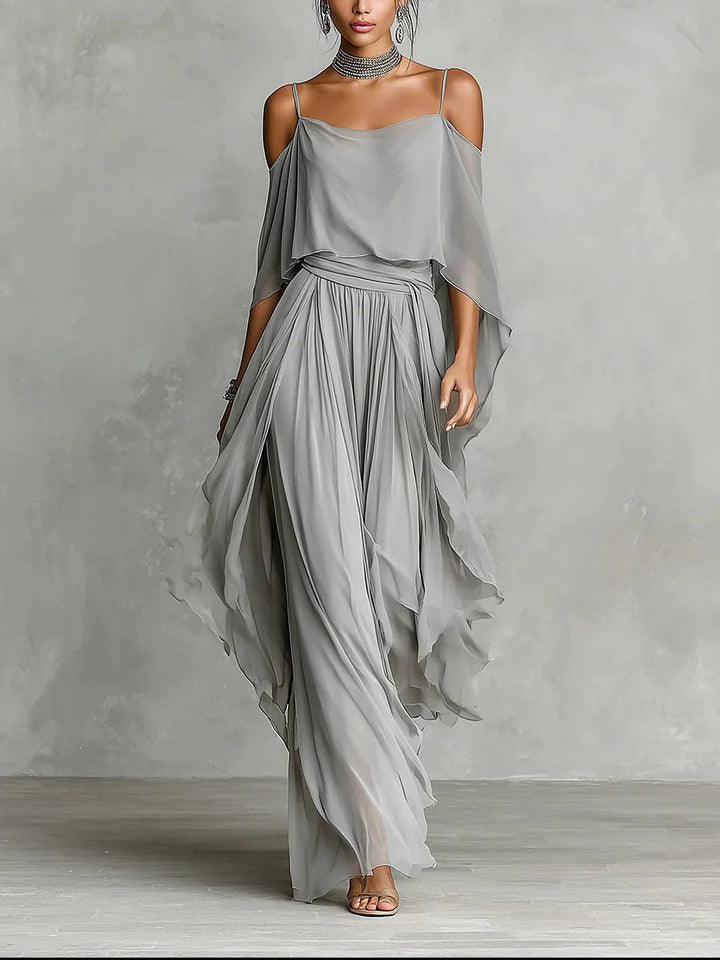 Dieuwke | Gedrapeerde Chiffon Tweedelige Set