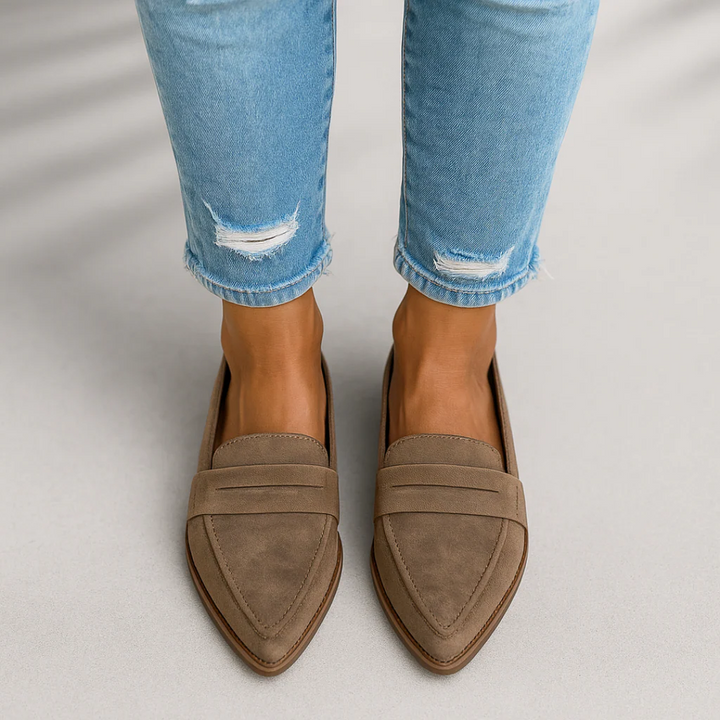 Wietske | Suède Loafers met Spitse Neus