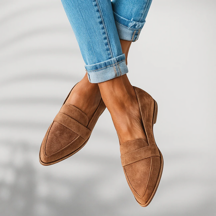 Wietske | Suède Loafers met Spitse Neus