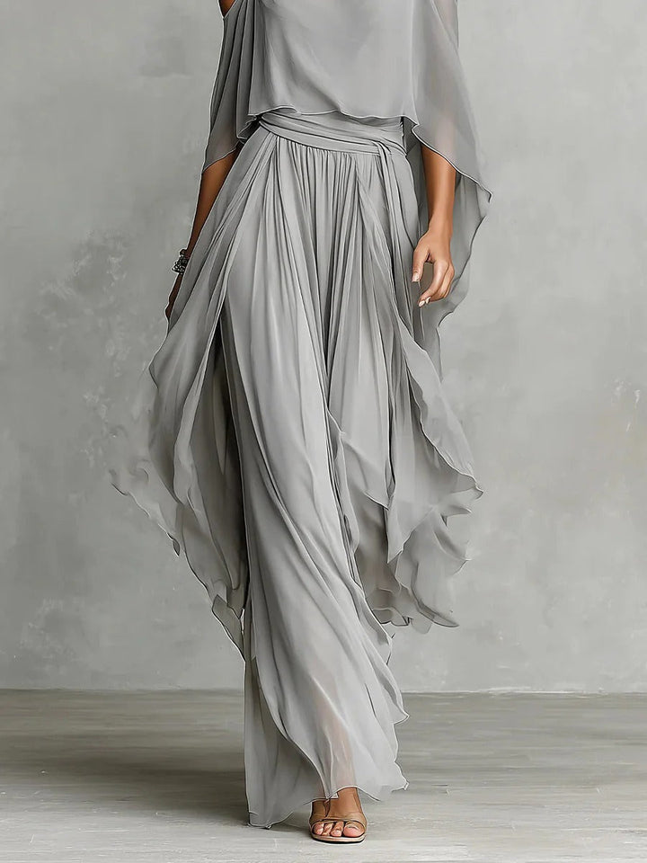 Dieuwke | Gedrapeerde Chiffon Tweedelige Set