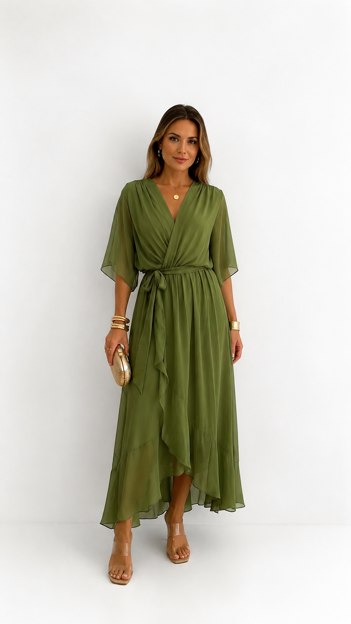 Tialda | Chiffon Wikkel Maxi-jurk