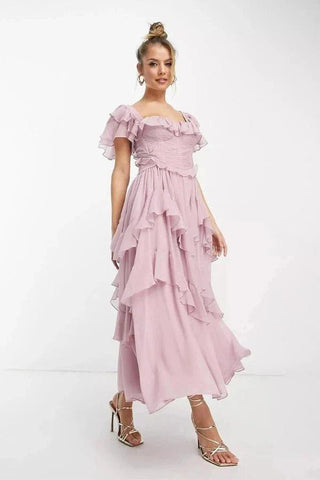 Freyna | Ruffle Two Piece Midi Dress