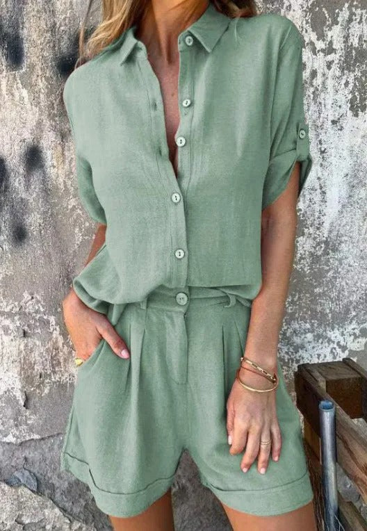 Nikki | Luchtige Tweedelige Set met Shorts
