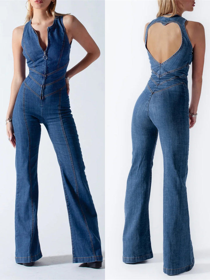 Marijke | Denim Jumpsuit met Open Rug
