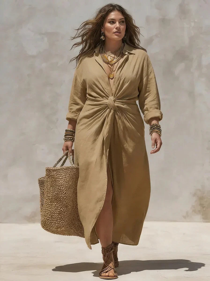 Trijntje | Blouse Maxi-jurk met Knoopdetail