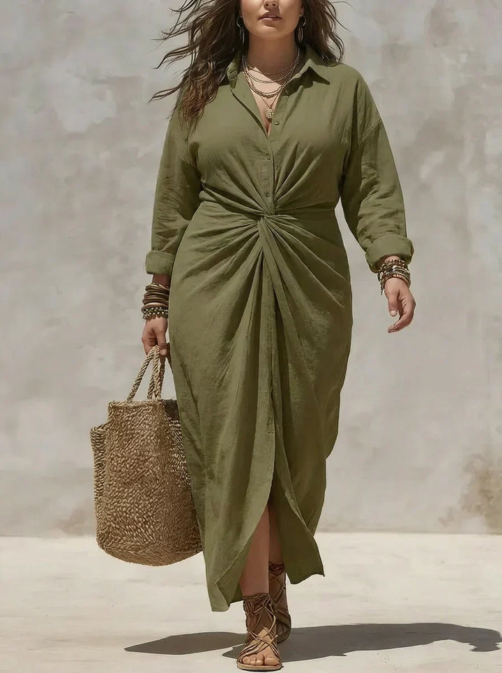 Trijntje | Blouse Maxi-jurk met Knoopdetail