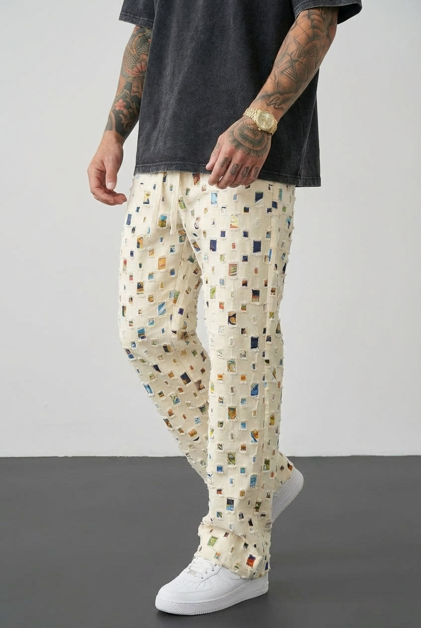 Hilde | Rechte Broek met Mosaïekdessin