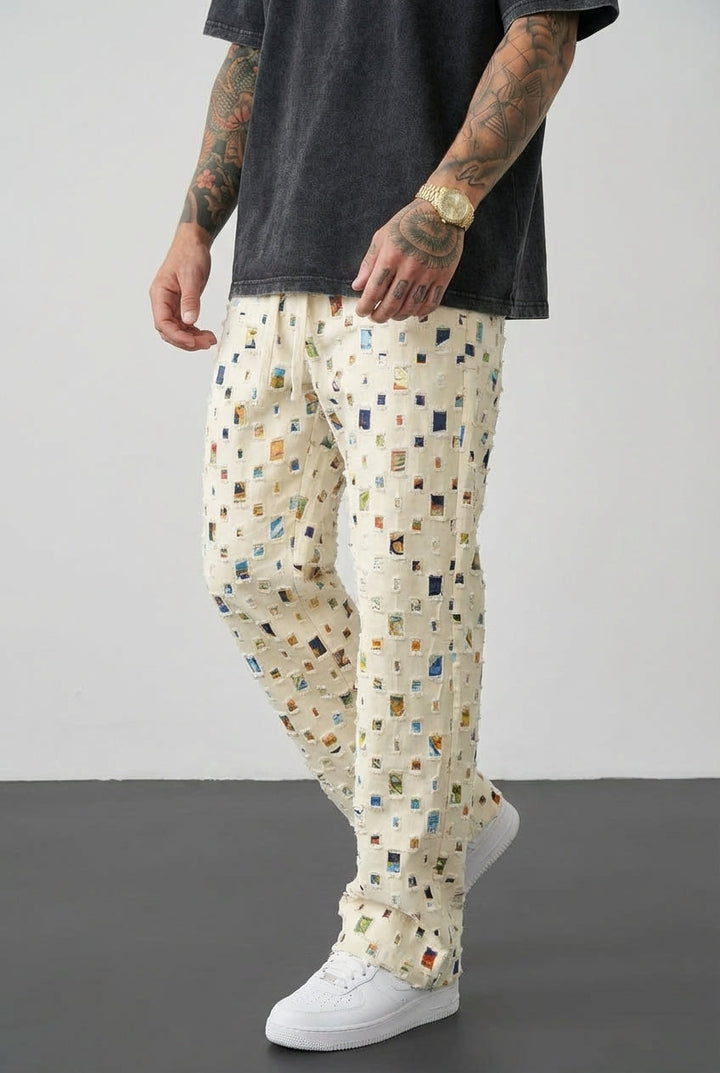 Hilde | Rechte Broek met Mosaïekdessin