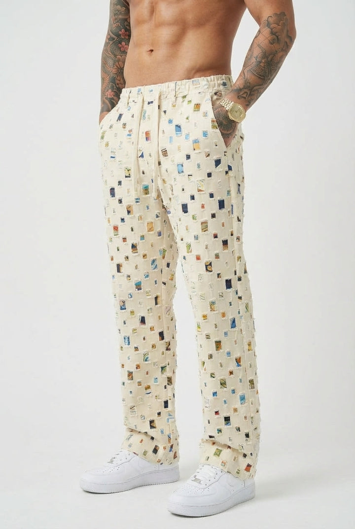 Hilde | Rechte Broek met Mosaïekdessin