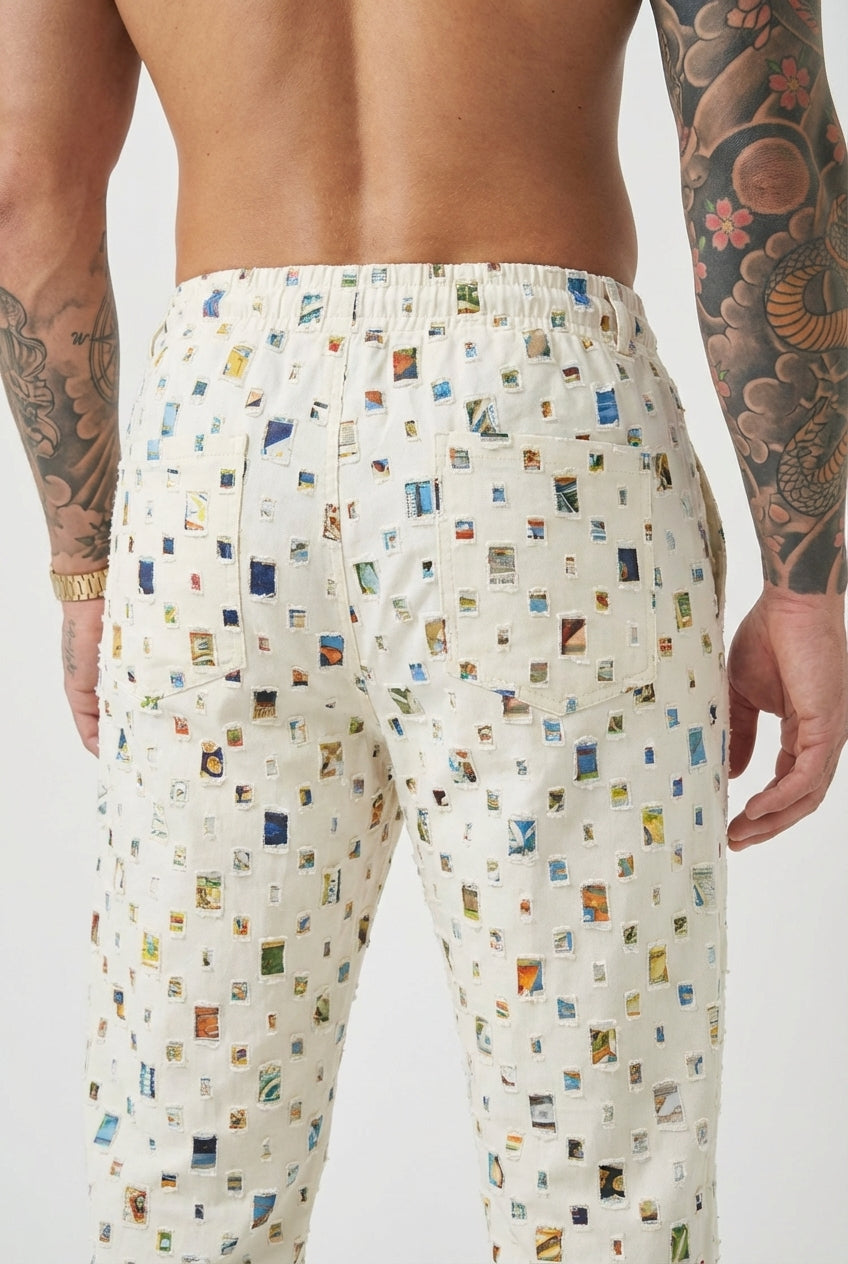 Hilde | Rechte Broek met Mosaïekdessin