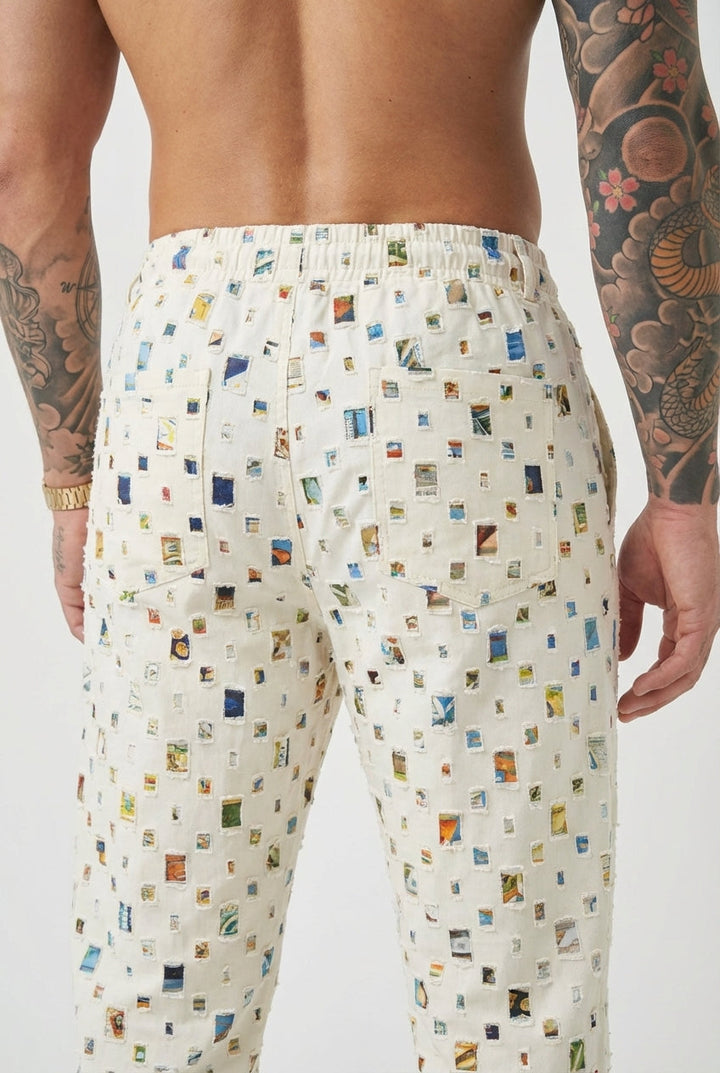 Hilde | Rechte Broek met Mosaïekdessin