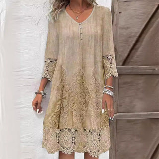 Quinn | V-Neck Embroidered Midi