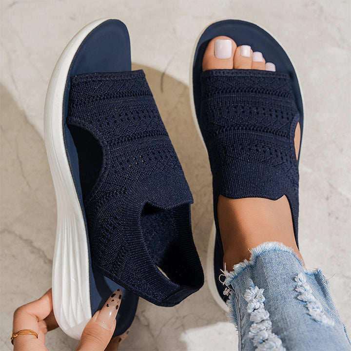 Hiske | Gebreide Sandalen met Dikke Zool