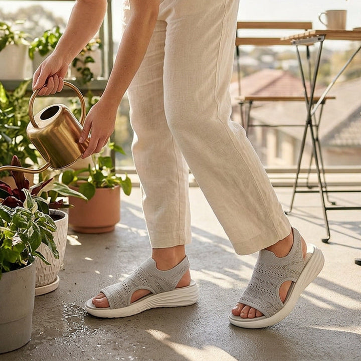 Hiske | Gebreide Sandalen met Dikke Zool