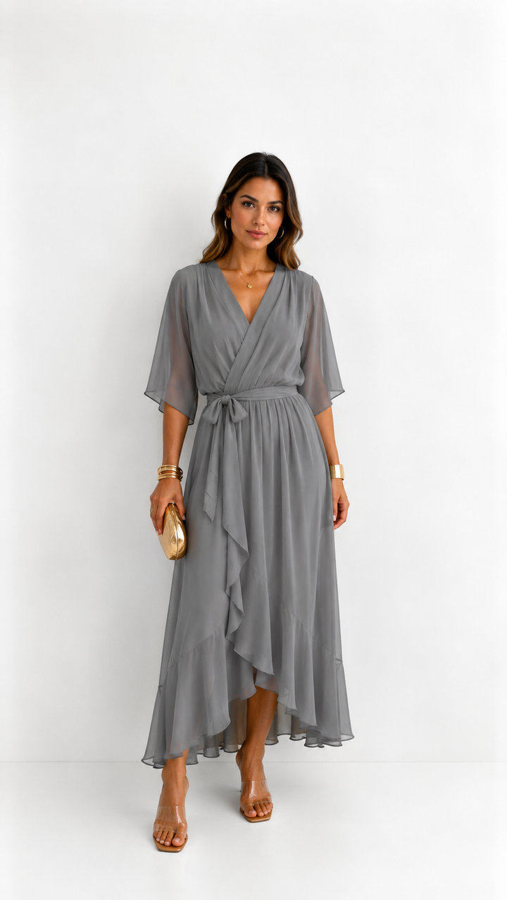 Tialda | Chiffon Wikkel Maxi-jurk