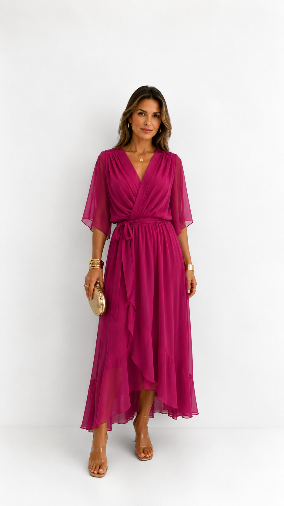 Tialda | Chiffon Wikkel Maxi-jurk
