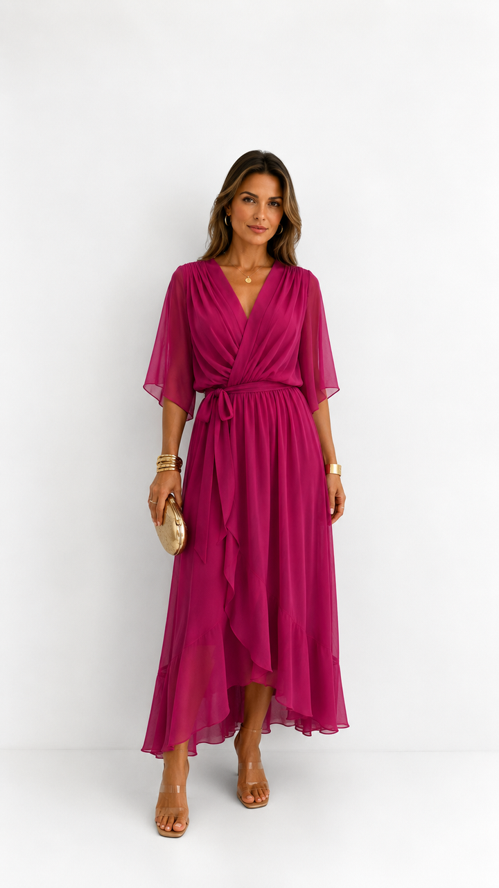 Tialda | Chiffon Wikkel Maxi-jurk