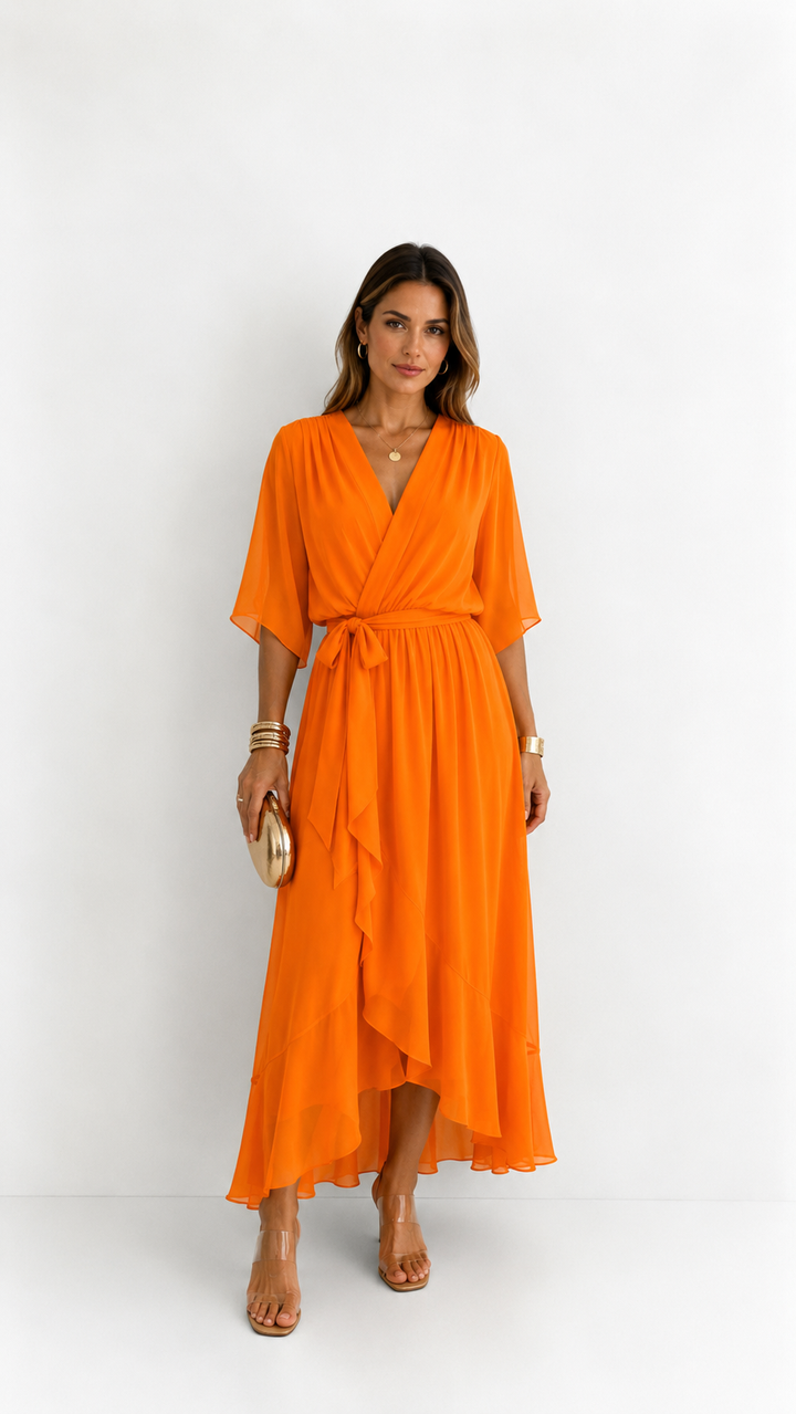 Tialda | Chiffon Wikkel Maxi-jurk