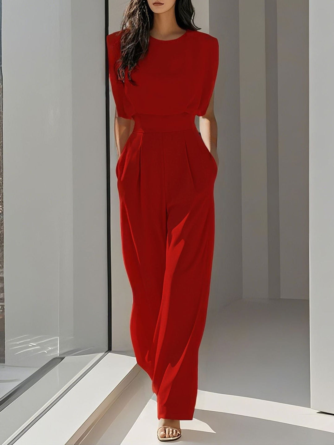 Bianca | Mouwloze Jumpsuit met Wijde Pijpen