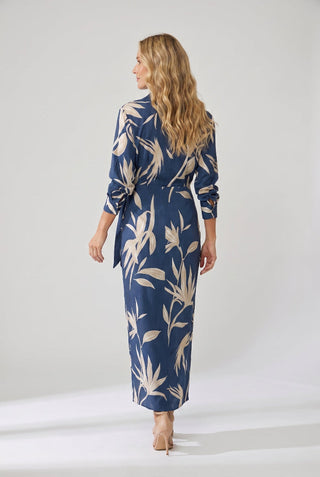 Esther | Leaf Print Maxi Wrap V-Neck