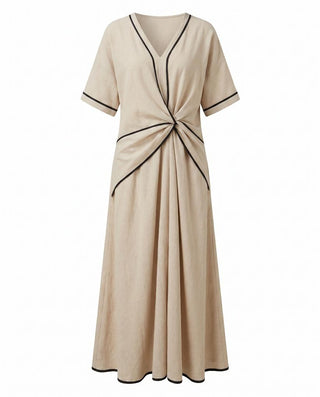 Cassandra | Twist Front Maxi V-Neck Trim