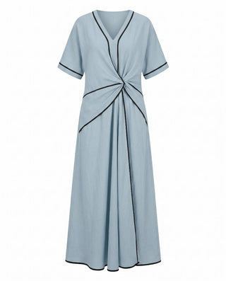 Cassandra | Twist Front Maxi V-Neck Trim