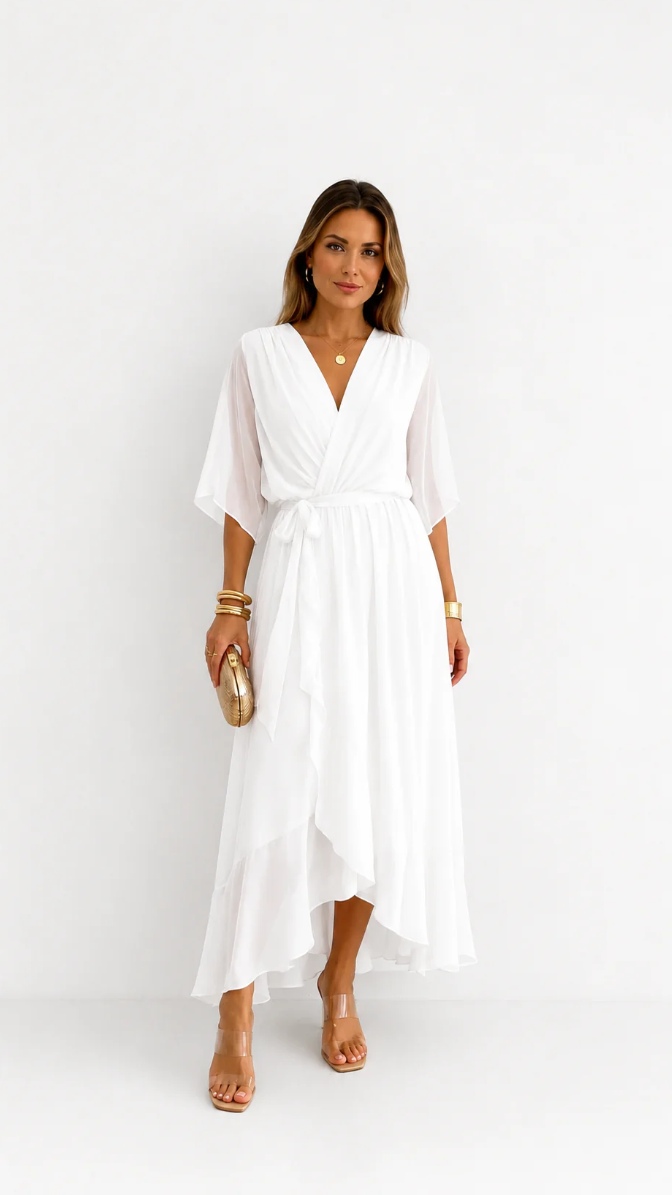 Tialda | Chiffon Wikkel Maxi-jurk
