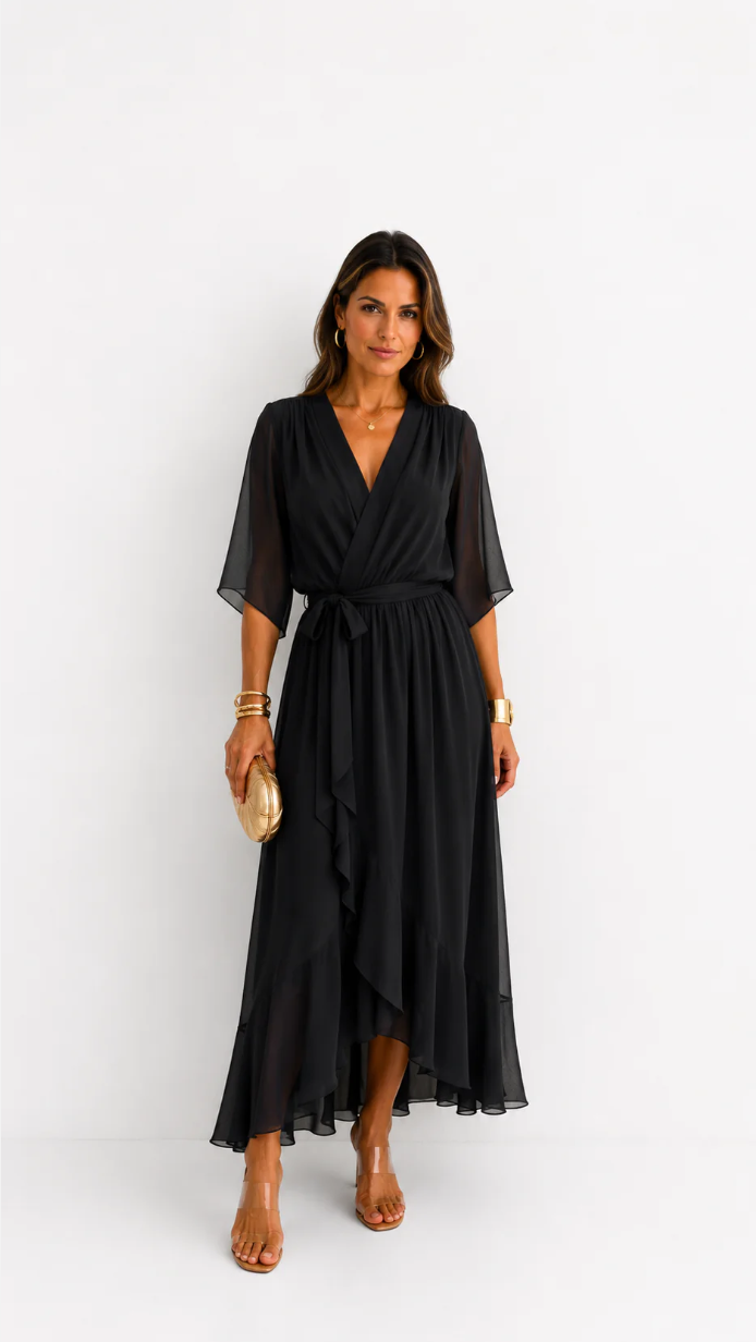 Tialda | Chiffon Wikkel Maxi-jurk